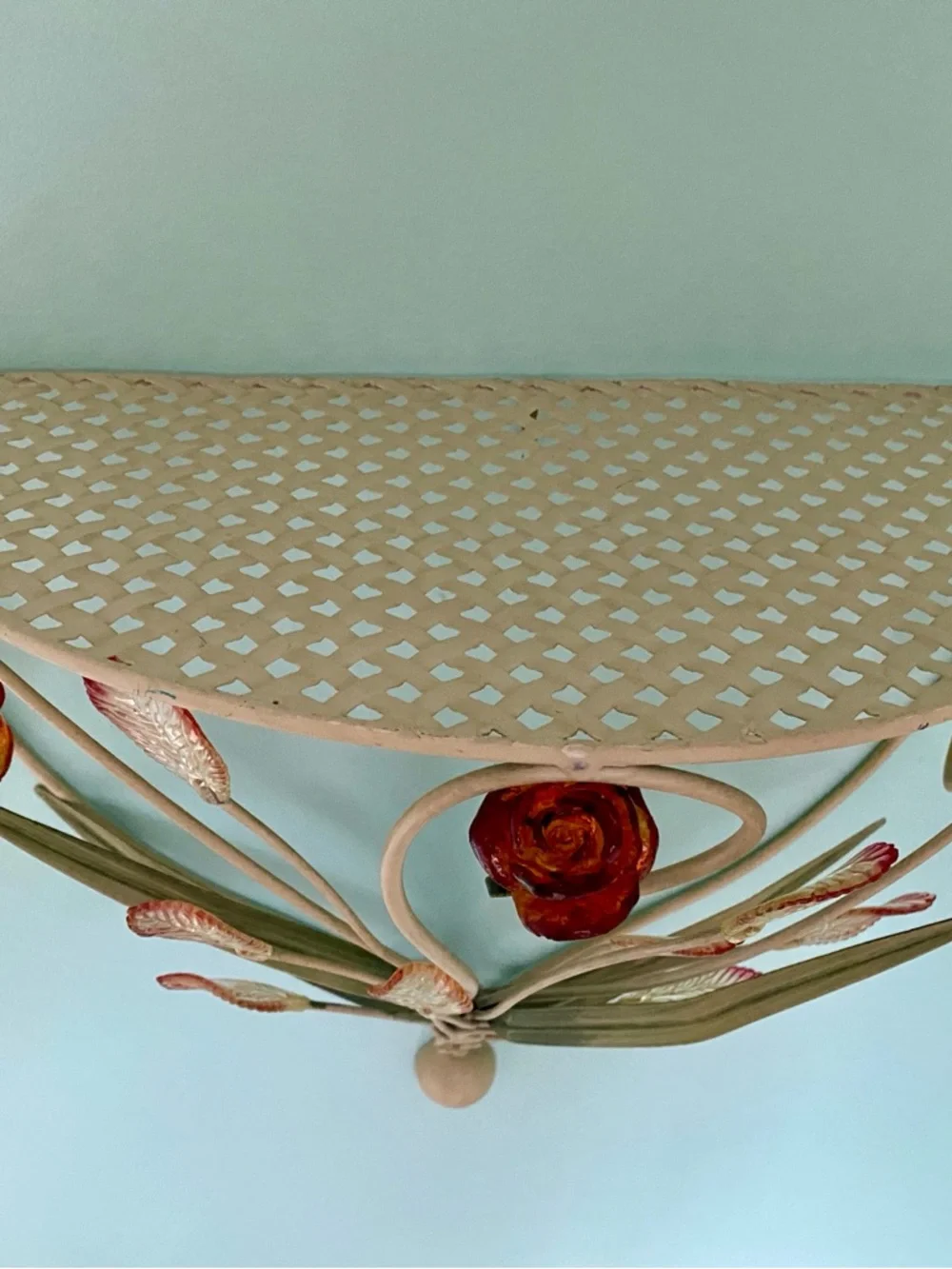 Vintage Tole Metal Floral Wall Shelf / Sconce